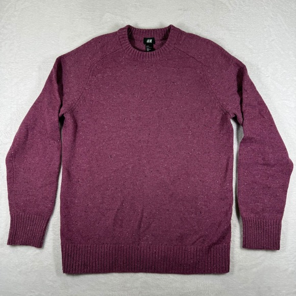 H&M Other - HM Mens Crewneck Sweater Burgundy Donegal Speckled Wool Blend Medium 0696435 8
